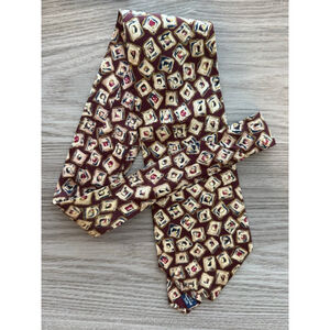 Men's American Traditions Burgundy Beige Patterned Silk Tie One Size